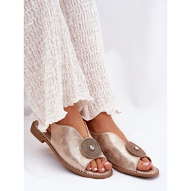 S.Barski Sandalias de mujeres brillantes Detalles decorativos S. Barski KV51-012 Oro rosa dorado 6