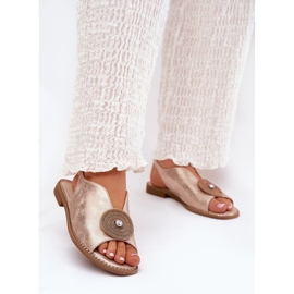 S.Barski Sandalias de mujeres brillantes Detalles decorativos S. Barski KV51-012 Oro rosa dorado 2