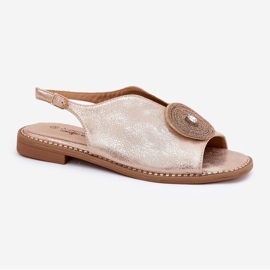 S.Barski Sandalias de mujeres brillantes Detalles decorativos S. Barski KV51-012 Oro rosa dorado 4