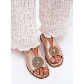 S.Barski Sandalias de mujeres brillantes Detalles decorativos S. Barski KV51-012 Oro rosa dorado 5