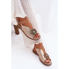 S.Barski Sandalias de mujeres brillantes Detalles decorativos S. Barski KV51-012 Oro rosa dorado 8