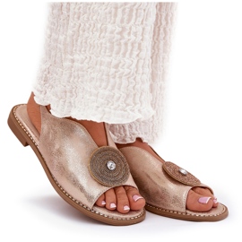 S.Barski Sandalias de mujeres brillantes Detalles decorativos S. Barski KV51-012 Oro rosa dorado 9