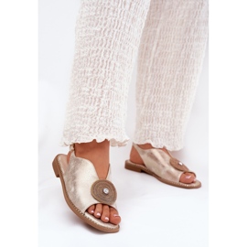 S.Barski Sandalias de mujeres brillantes Detalle decorativo S. Barski KV51-012 Zlotys dorado 2