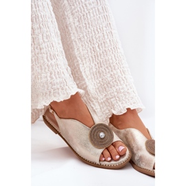 S.Barski Sandalias de mujeres brillantes Detalle decorativo S. Barski KV51-012 Zlotys dorado 6