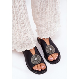 S.Barski Sandalias de mujeres brillantes Detalle decorativo S. Barski KV51-012 Negro 5