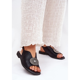 S.Barski Sandalias de mujeres brillantes Detalle decorativo S. Barski KV51-012 Negro 2