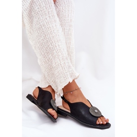 S.Barski Sandalias de mujeres brillantes Detalle decorativo S. Barski KV51-012 Negro 7
