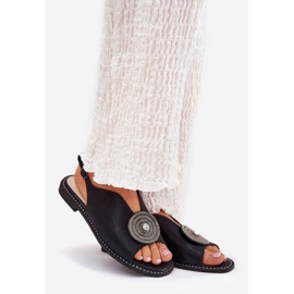 S.Barski Sandalias de mujeres brillantes Detalle decorativo S. Barski KV51-012 Negro 1