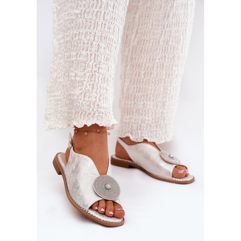 S.Barski Sandalias de mujeres brillantes Detalles decorativos S. Barski KV51-012 Plata 2