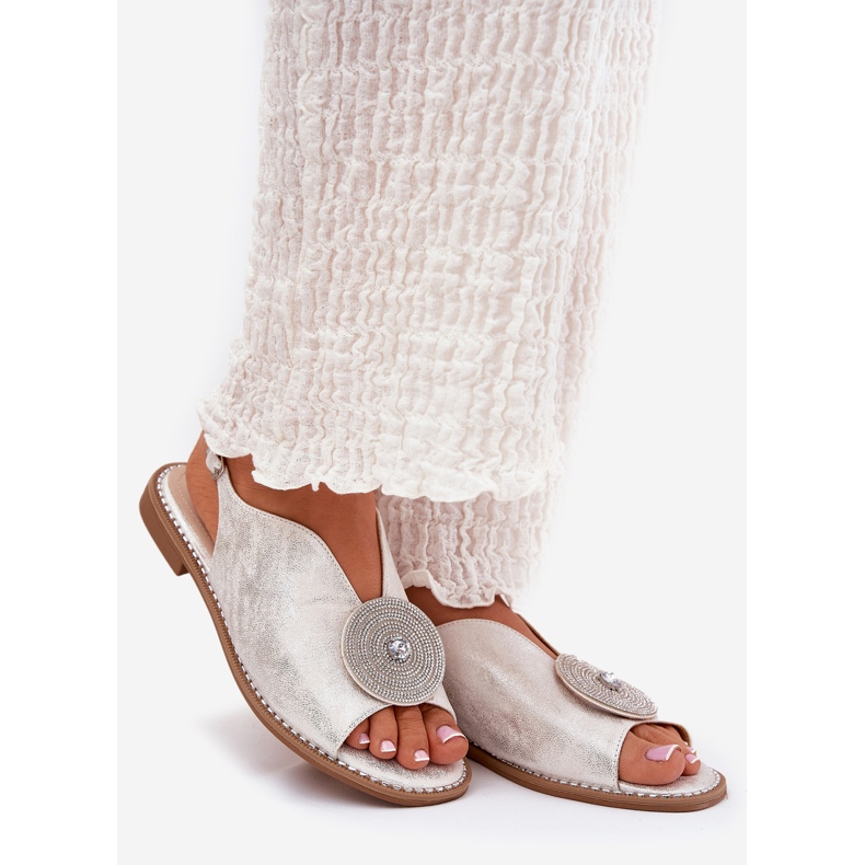 S.Barski Sandalias de mujeres brillantes Detalles decorativos S. Barski KV51-012 Plata 1