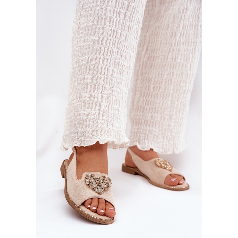 S.Barski Sandalias para mujeres con corazón decorativo S. Barski KV27-018 Beige 2