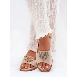 S.Barski Sandalias para mujeres con corazón decorativo S. Barski KV27-018 Beige 3