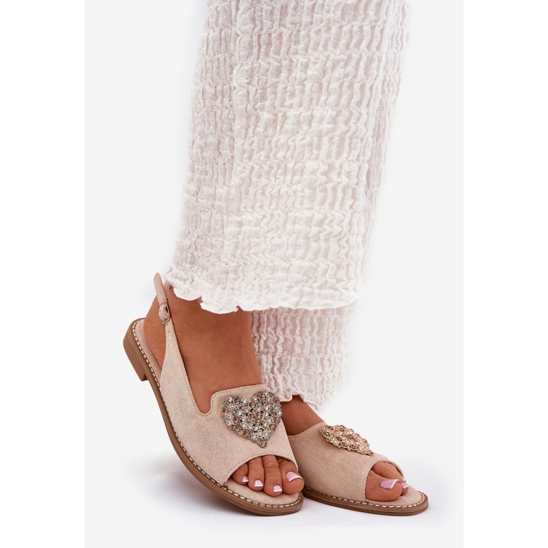 S.Barski Sandalias para mujeres con corazón decorativo S. Barski KV27-018 Beige 1