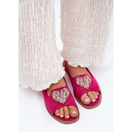 S.Barski Sandalias para mujeres con un corazón decorativo S. Barski KV27-018 Fuksja rosado 5