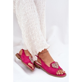 S.Barski Sandalias para mujeres con un corazón decorativo S. Barski KV27-018 Fuksja rosado 7