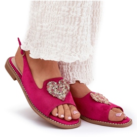 S.Barski Sandalias para mujeres con un corazón decorativo S. Barski KV27-018 Fuksja rosado 8