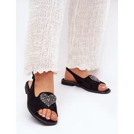 S.Barski Sandalias para mujeres con corazón decorativo S. Barski KV27-018 Negro 2