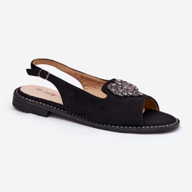 S.Barski Sandalias para mujeres con corazón decorativo S. Barski KV27-018 Negro 4