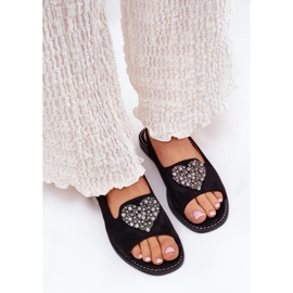 S.Barski Sandalias para mujeres con corazón decorativo S. Barski KV27-018 Negro 5