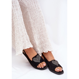 S.Barski Sandalias para mujeres con corazón decorativo S. Barski KV27-018 Negro 7