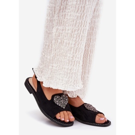 S.Barski Sandalias para mujeres con corazón decorativo S. Barski KV27-018 Negro 1