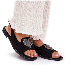 S.Barski Sandalias para mujeres con corazón decorativo S. Barski KV27-018 Negro 9