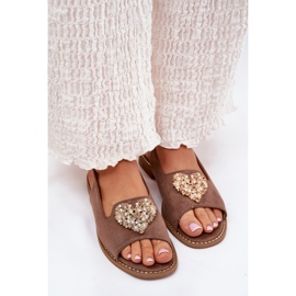 S.Barski Sandalias para mujeres con un corazón decorativo S. Barski KV27-018 Dark Beige 5