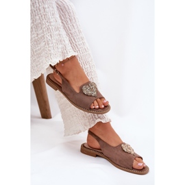 S.Barski Sandalias para mujeres con un corazón decorativo S. Barski KV27-018 Dark Beige 6