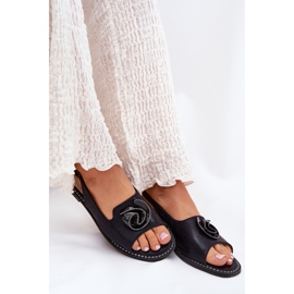 S.Barski Sandalias de mujeres brillantes con un adorno S. Barski KV51-006 Negro 6