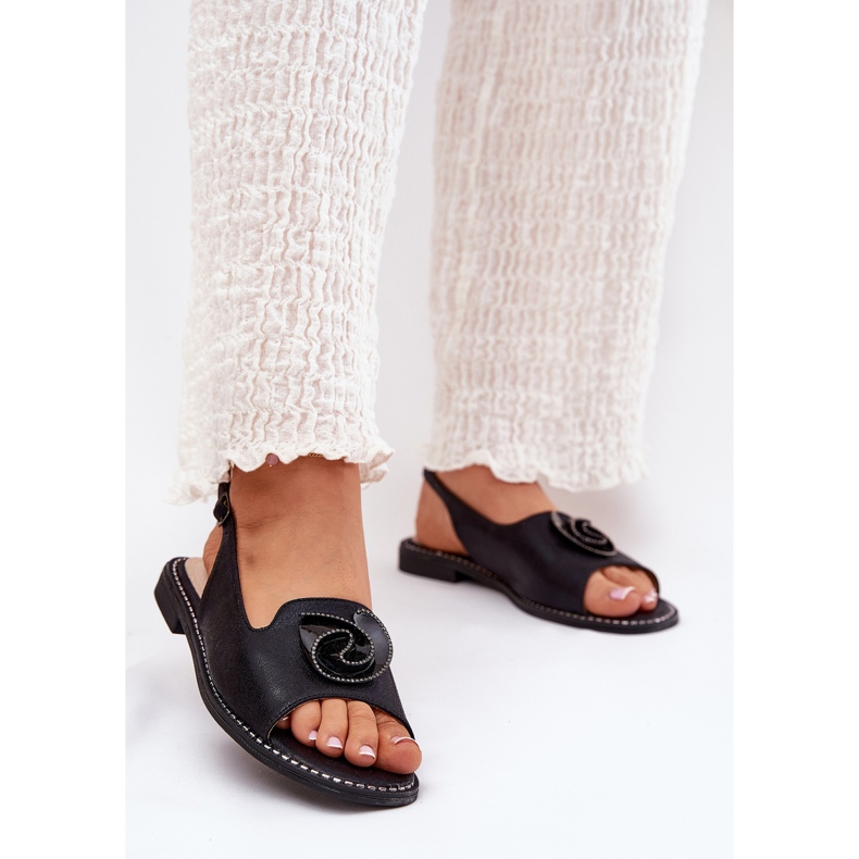 S.Barski Sandalias de mujeres brillantes con un adorno S. Barski KV51-006 Negro 2