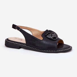 S.Barski Sandalias de mujeres brillantes con un adorno S. Barski KV51-006 Negro 4