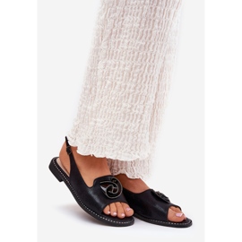 S.Barski Sandalias de mujeres brillantes con un adorno S. Barski KV51-006 Negro 1