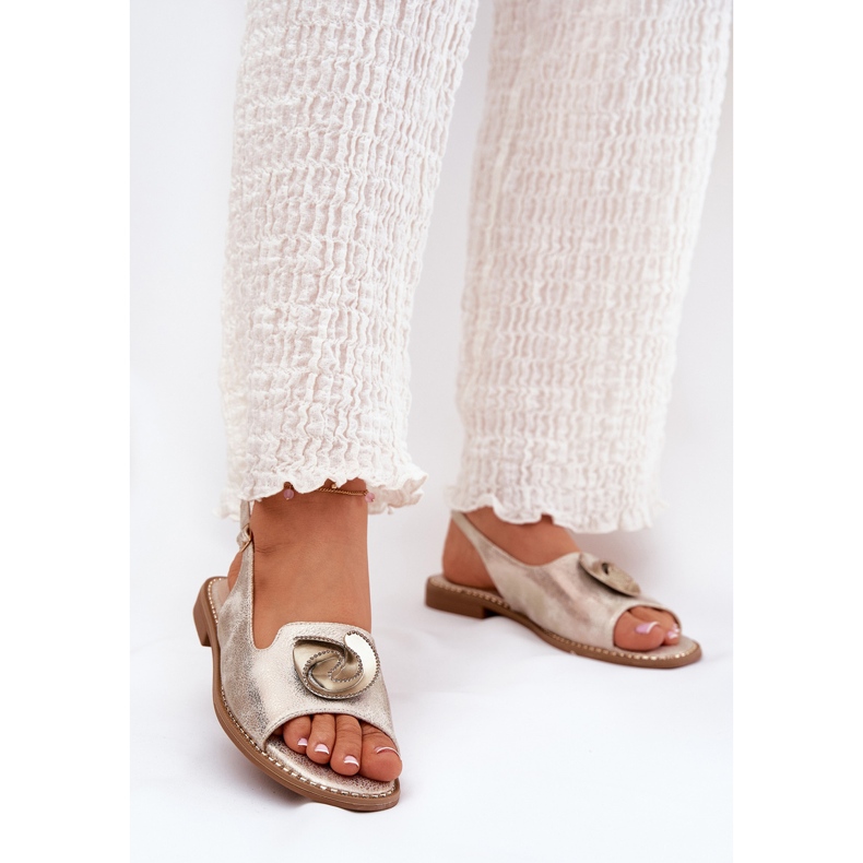 S.Barski Sandalias de mujeres brillantes con un adorno S. Barski KV51-006 Oro dorado 2