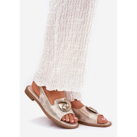 S.Barski Sandalias de mujeres brillantes con un adorno S. Barski KV51-006 Oro dorado 1