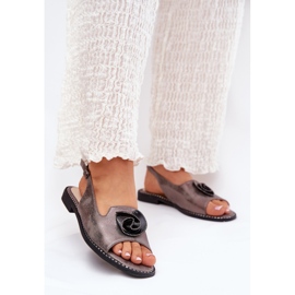 S.Barski Sandalias de mujeres brillantes con un adorno S. Barski KV51-006 Gray gris 2