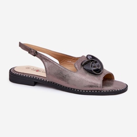 S.Barski Sandalias de mujeres brillantes con un adorno S. Barski KV51-006 Gray gris 4
