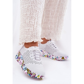ARTIKER Cuero Openwork Women's Zapatos en cuñas Mariposas Artesis 56C1618 White blanco 2