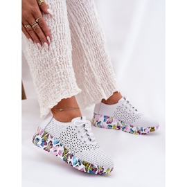 ARTIKER Cuero Openwork Women's Zapatos en cuñas Mariposas Artesis 56C1618 White blanco 7