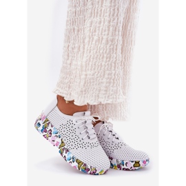 ARTIKER Cuero Openwork Women's Zapatos en cuñas Mariposas Artesis 56C1618 White blanco 1