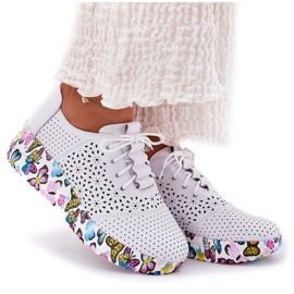 ARTIKER Cuero Openwork Women's Zapatos en cuñas Mariposas Artesis 56C1618 White blanco 9