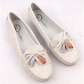 Filippo W PAW506A Mocasines de piel serraje beige con flecos 8
