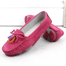 Filippo W PAW506B Mocasines de piel serraje con flecos fucsia rosado 6