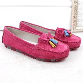Filippo W PAW506B Mocasines de piel serraje con flecos fucsia rosado 7