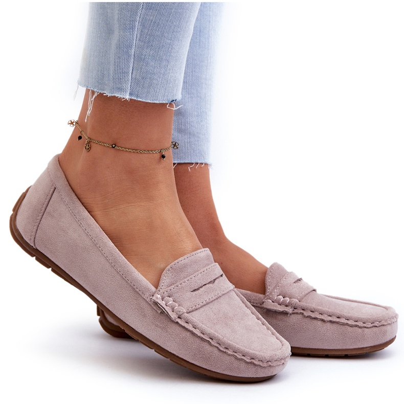 Confly Mocasines lilas grises de gamuza para mujeres 5