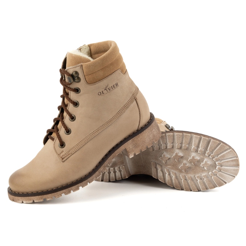 Olivier Botas de piel para mujer, botas de invierno con aislamiento, 365BB, beige 2