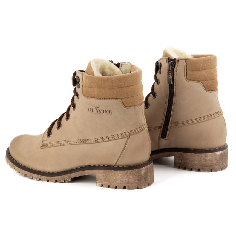 Olivier Botas de piel para mujer, botas de invierno con aislamiento, 365BB, beige 3 Olivier Botas de piel para mujer, botas de invierno con aislamiento, 365BB, beige 3