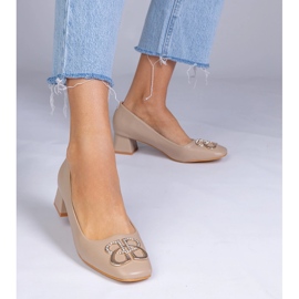 Bombas marrones de baja tacón con circones marrón 1 Bombas marrones de baja tacón con circones marrón 1