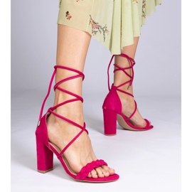 Sandalias rosas atadas en el poste rosado 1 Sandalias rosas atadas en el poste rosado 1