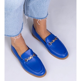 Mocasines azules con una decoración dorada 3