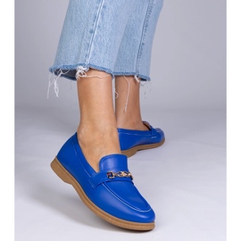 Mocasines azules con una decoración dorada 2